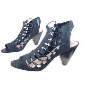 Vince Camuto Eliaz Gladiator Sandals Size 9.5M Black Caged Strappy Open Toe Heel